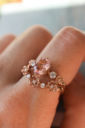 Bridal set with morganite and diamonds - Eden Garden Jewelry™