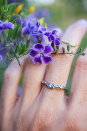 Diamond and leaves wedding band, matching ring for Wisteria - Eden Garden Jewelry™