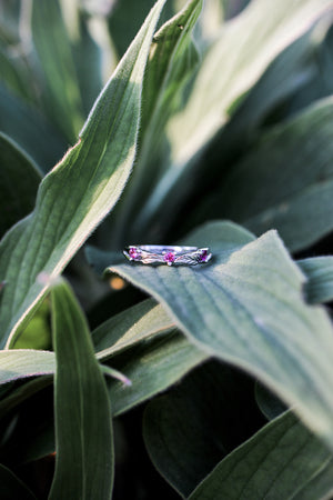 Three pink tourmalines wedding band - Eden Garden Jewelry™