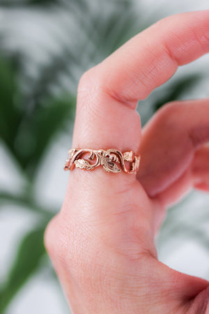 Oak leaves wedding band, ring for her, option 2 - Eden Garden Jewelry™