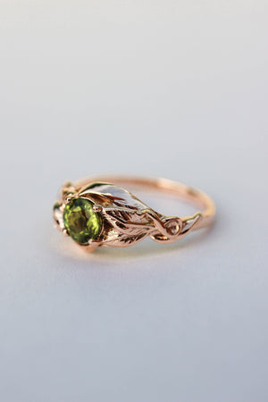 Peridot leaves engagement ring / Azalea - Eden Garden Jewelry™