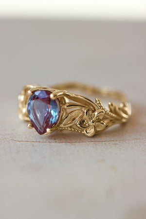 Alexandrite engagement ring, art nouveau ring / Eloise - Eden Garden Jewelry™