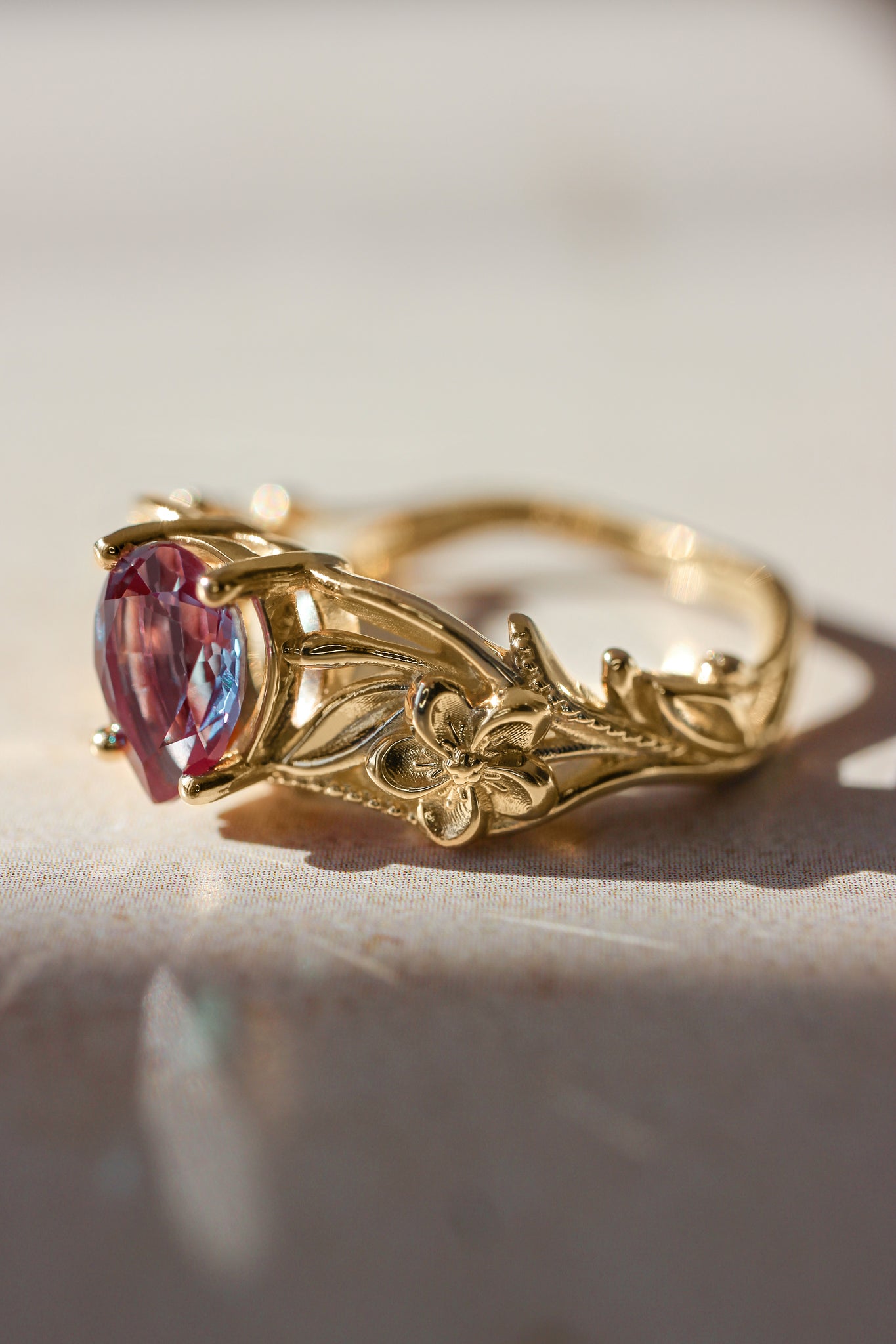 Alexandrite engagement ring, art nouveau ring / Eloise - Eden Garden Jewelry™