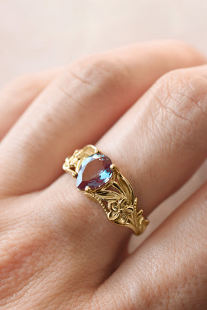 Alexandrite engagement ring, art nouveau ring / Eloise - Eden Garden Jewelry™