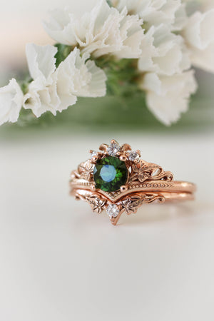 White gold ring set with tourmaline and diamonds / Ariadne - Eden Garden Jewelry™