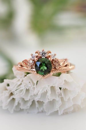 Green tourmaline and diamonds engagement ring / Ariadne - Eden Garden Jewelry™