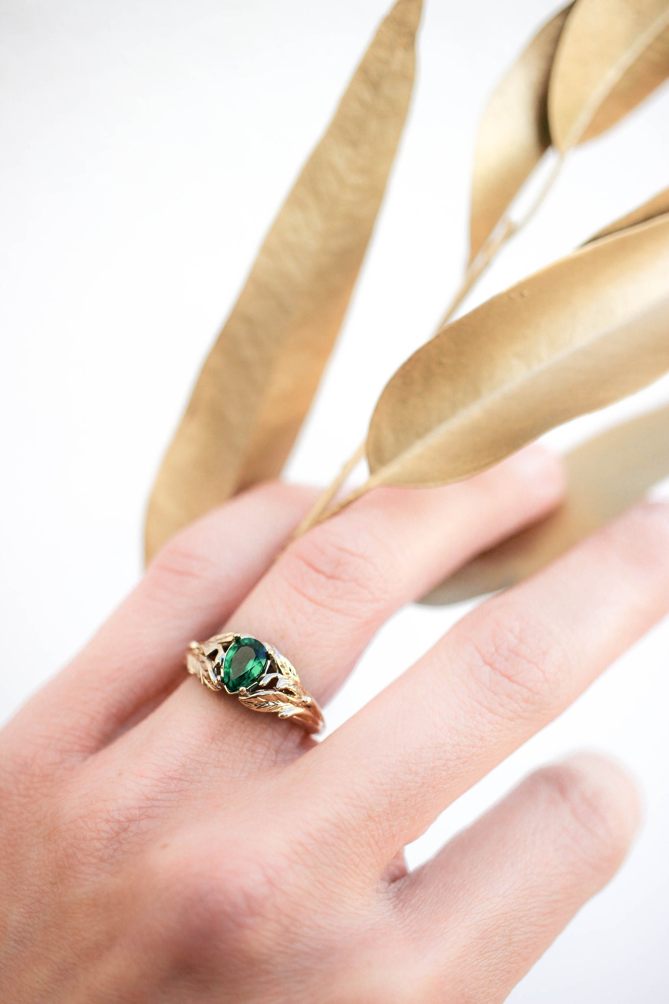 Lab emerald ring, engagement ring for woman / Wisteria - Eden Garden Jewelry™