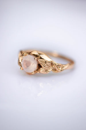 Rose quartz romantic engagement ring / Azalea - Eden Garden Jewelry™