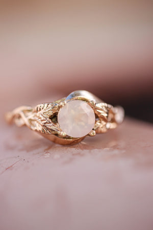 Rose quartz romantic engagement ring / Azalea - Eden Garden Jewelry™