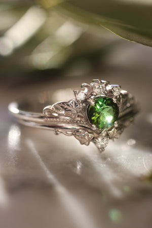 White gold ring set with tourmaline and diamonds / Ariadne - Eden Garden Jewelry™