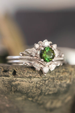 White gold ring set with tourmaline and diamonds / Ariadne - Eden Garden Jewelry™