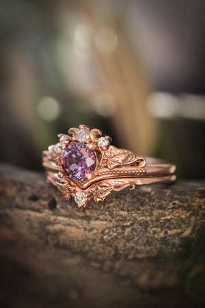 Bridal ring set with alexandrite and diamonds / Ariadne - Eden Garden Jewelry™