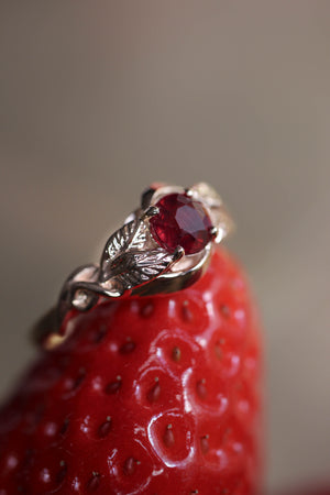 Ruby nature inspired engagement ring / Azalea - Eden Garden Jewelry™