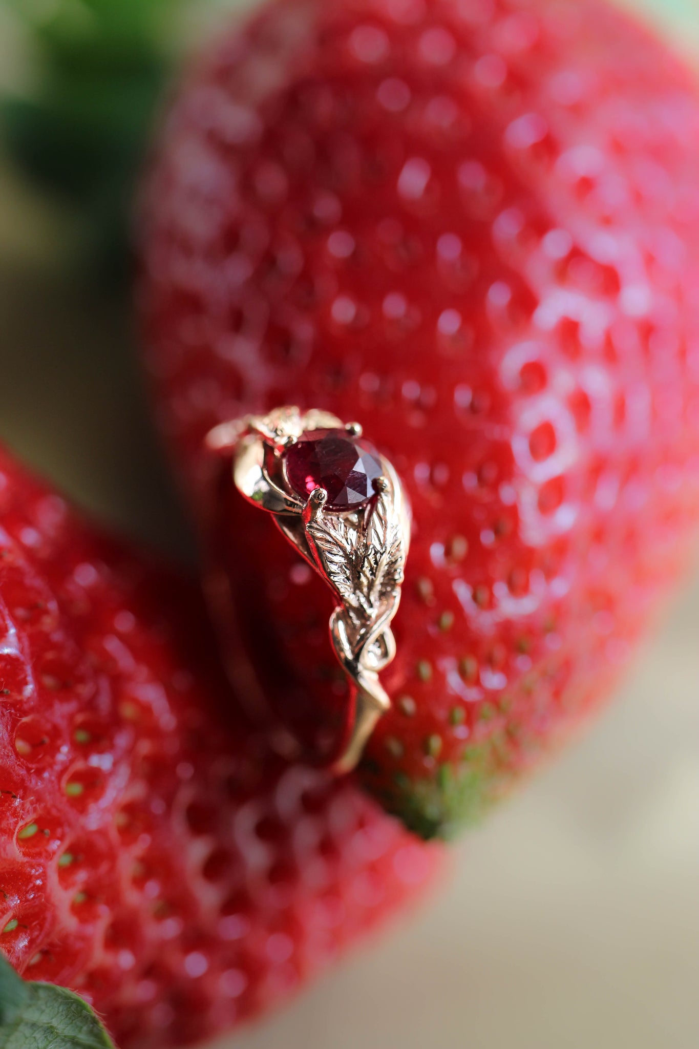 Ruby nature inspired engagement ring / Azalea - Eden Garden Jewelry™