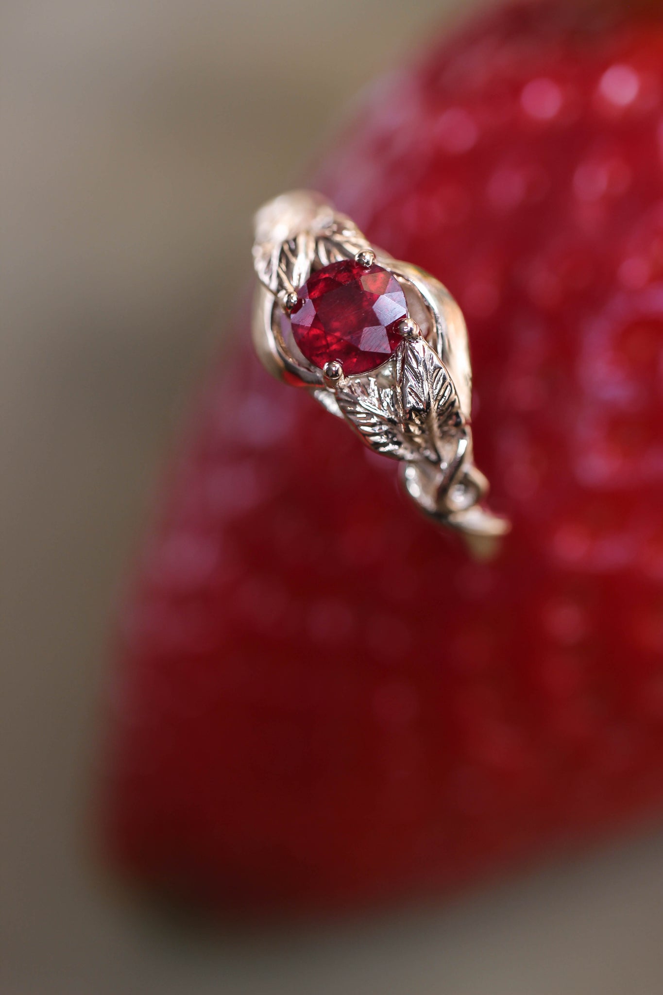 Ruby nature inspired engagement ring / Azalea - Eden Garden Jewelry™