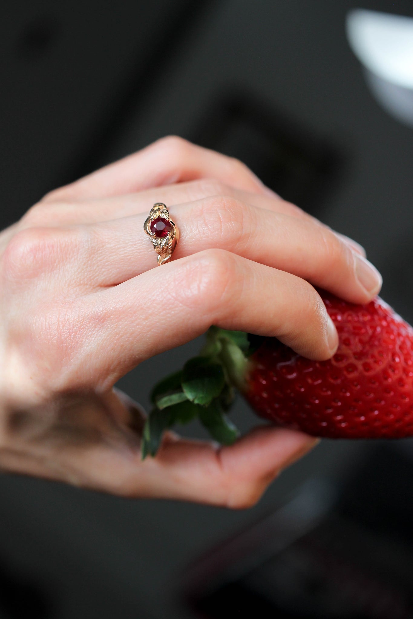 Ruby nature inspired engagement ring / Azalea - Eden Garden Jewelry™