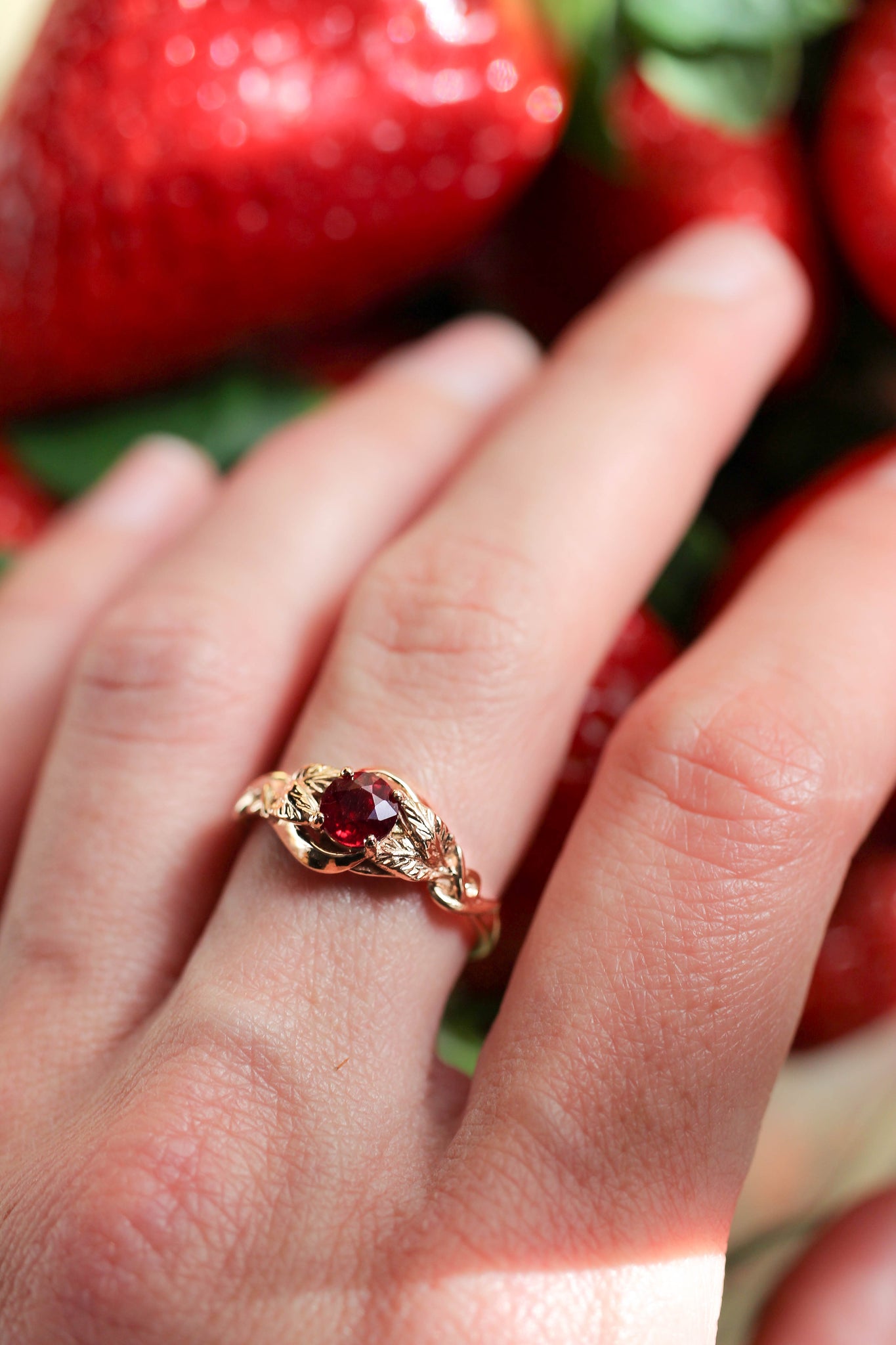 Ruby nature inspired engagement ring / Azalea - Eden Garden Jewelry™