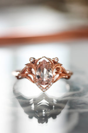 Morganite and diamonds engagement ring / Lida - Eden Garden Jewelry™