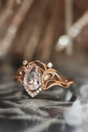 Morganite and diamonds engagement ring / Lida - Eden Garden Jewelry™