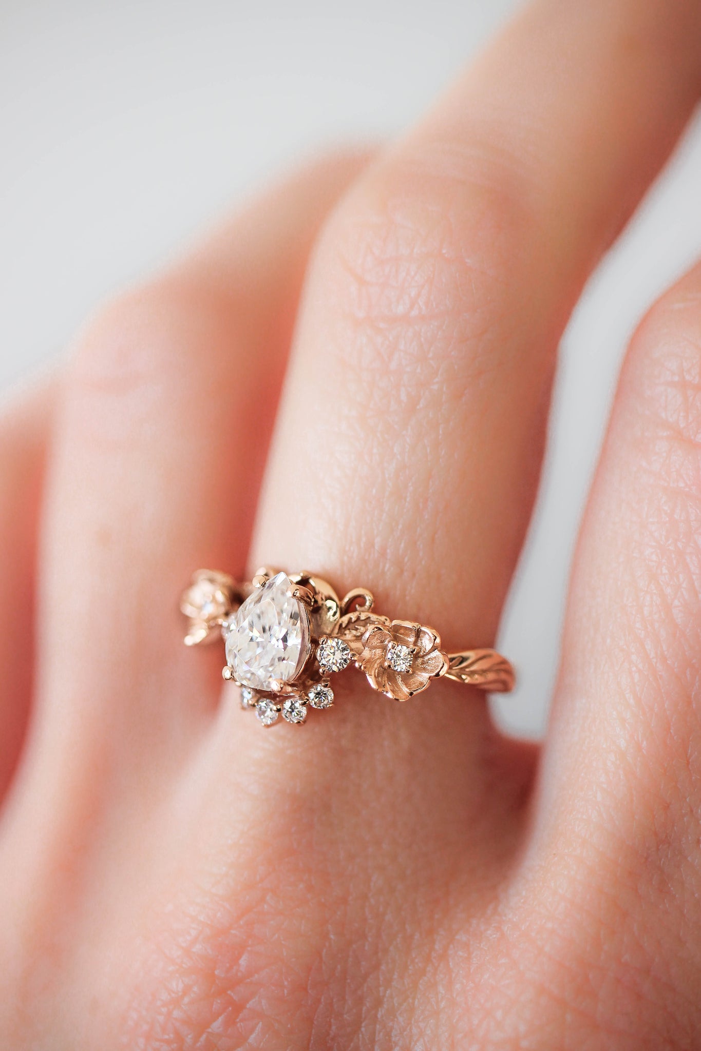 Adelina | floral engagement ring setting with half-halo - Eden Garden Jewelry™