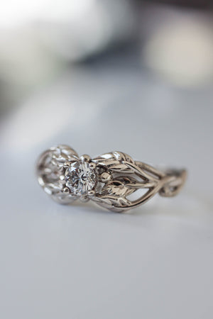 Tilia | leaf engagement ring setting, round 4 mm - Eden Garden Jewelry™