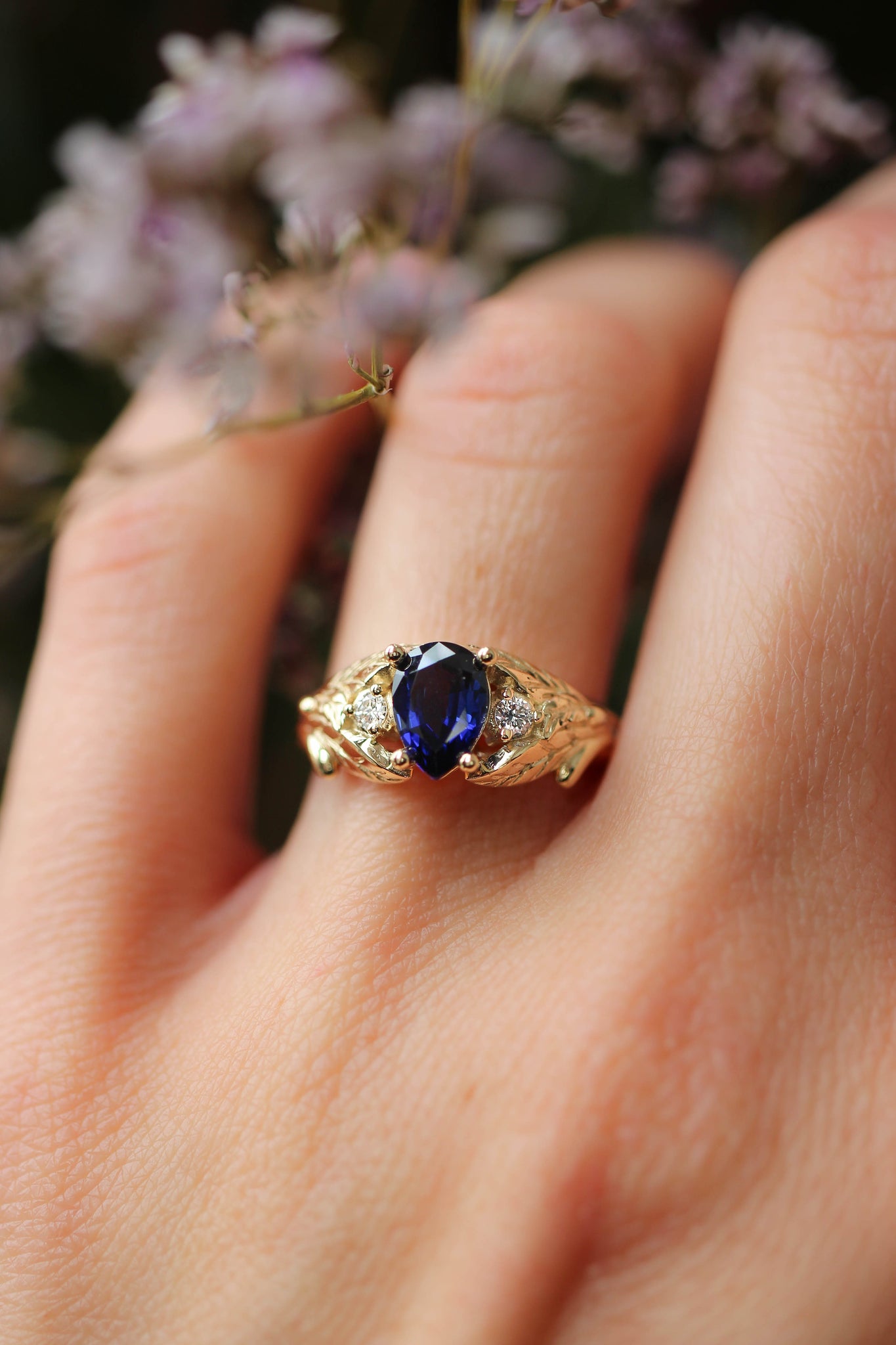 Sapphire and diamonds engagement ring / Wisteria - Eden Garden Jewelry™