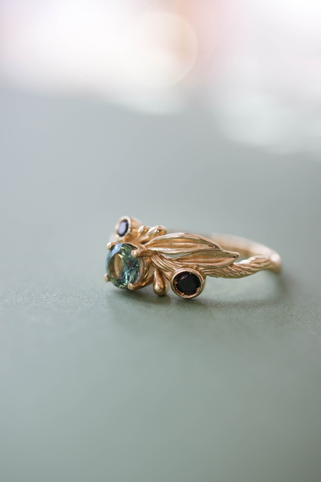 Olivia | custom ring setting, olive branch ring with 3 gemstones - Eden Garden Jewelry™