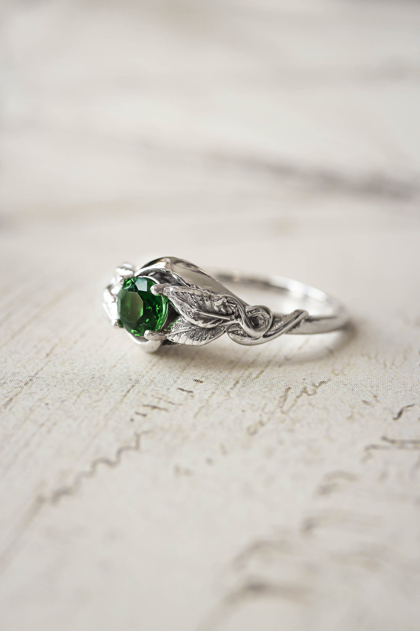 Lab emerald engagement ring / Azalea - Eden Garden Jewelry™