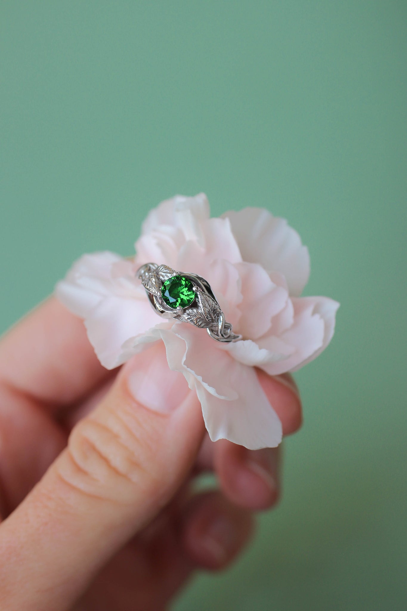 Lab emerald engagement ring / Azalea - Eden Garden Jewelry™