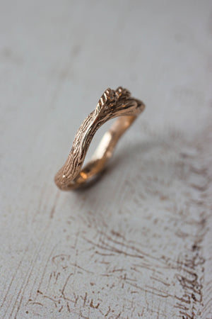 Tree branch wedding band for man, unisex gold ring - Eden Garden Jewelry™