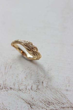 Tree branch wedding band for man, unisex gold ring - Eden Garden Jewelry™