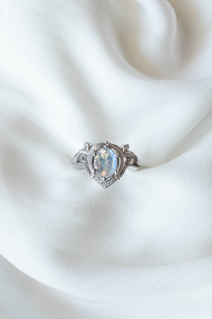 Moonstone engagement ring set / Lida - Eden Garden Jewelry™