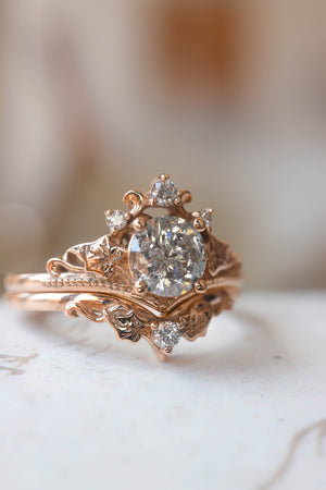 Salt and pepper diamond engagement ring, bridal ring set  / Ariadne - Eden Garden Jewelry™