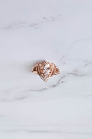 Peach morganite engagement ring, big gemstone ring / Lida - Eden Garden Jewelry™