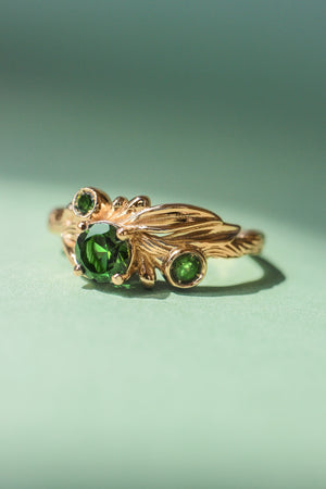 Olivia | custom ring setting, olive branch ring with 3 gemstones - Eden Garden Jewelry™