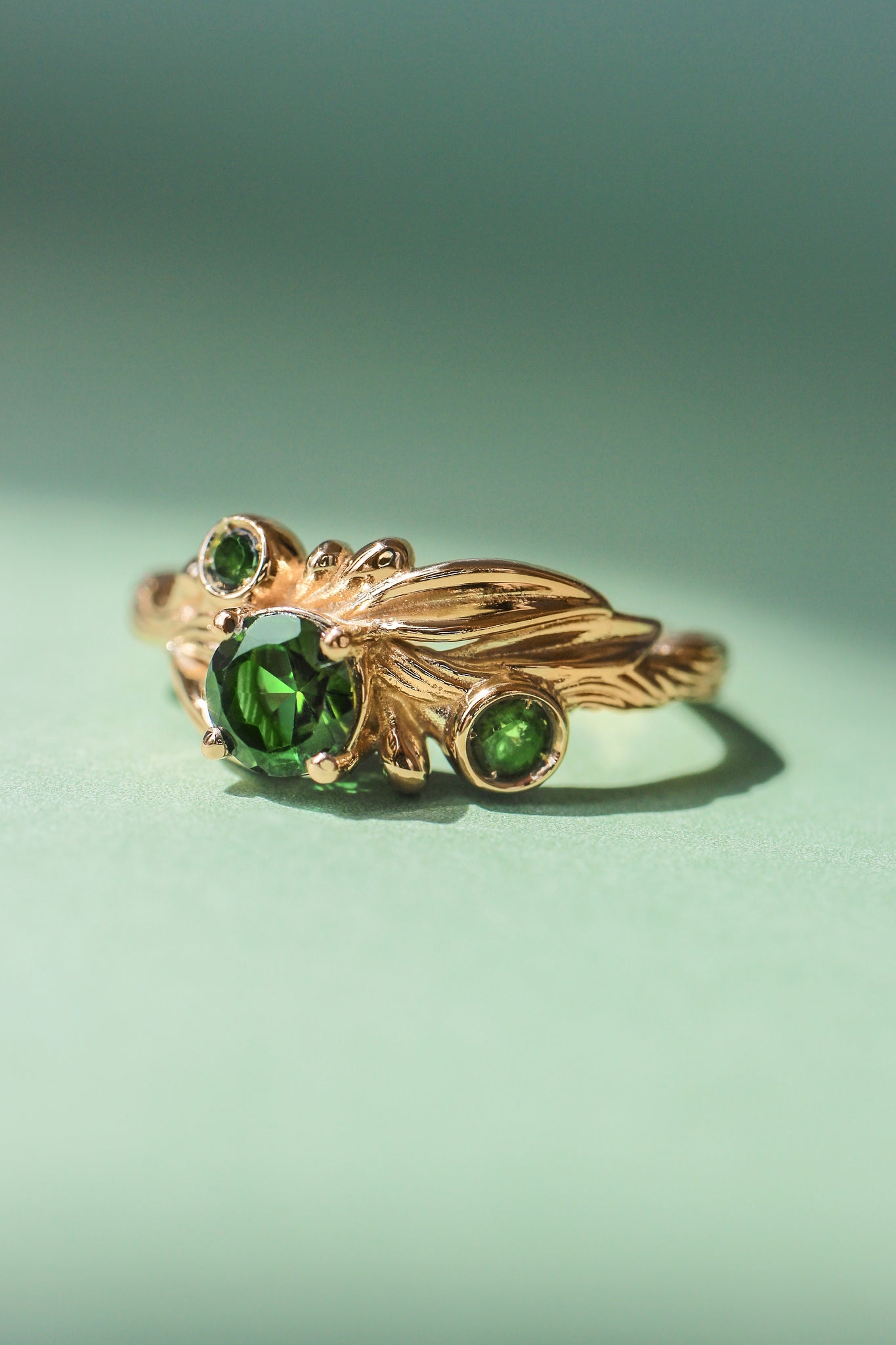 Olive branch ring with green tourmalines / Olivia - Eden Garden Jewelry™