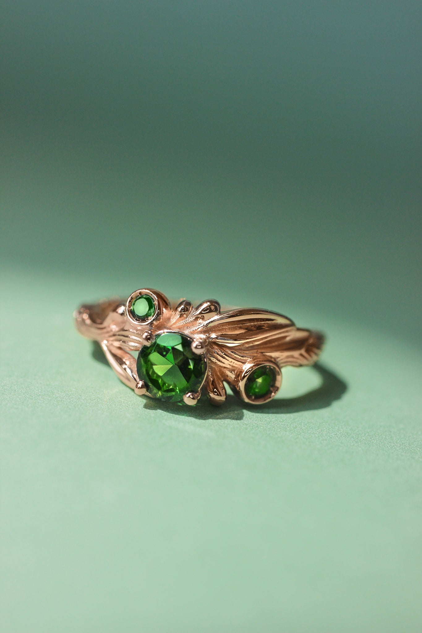 Olive branch ring with green tourmalines / Olivia - Eden Garden Jewelry™