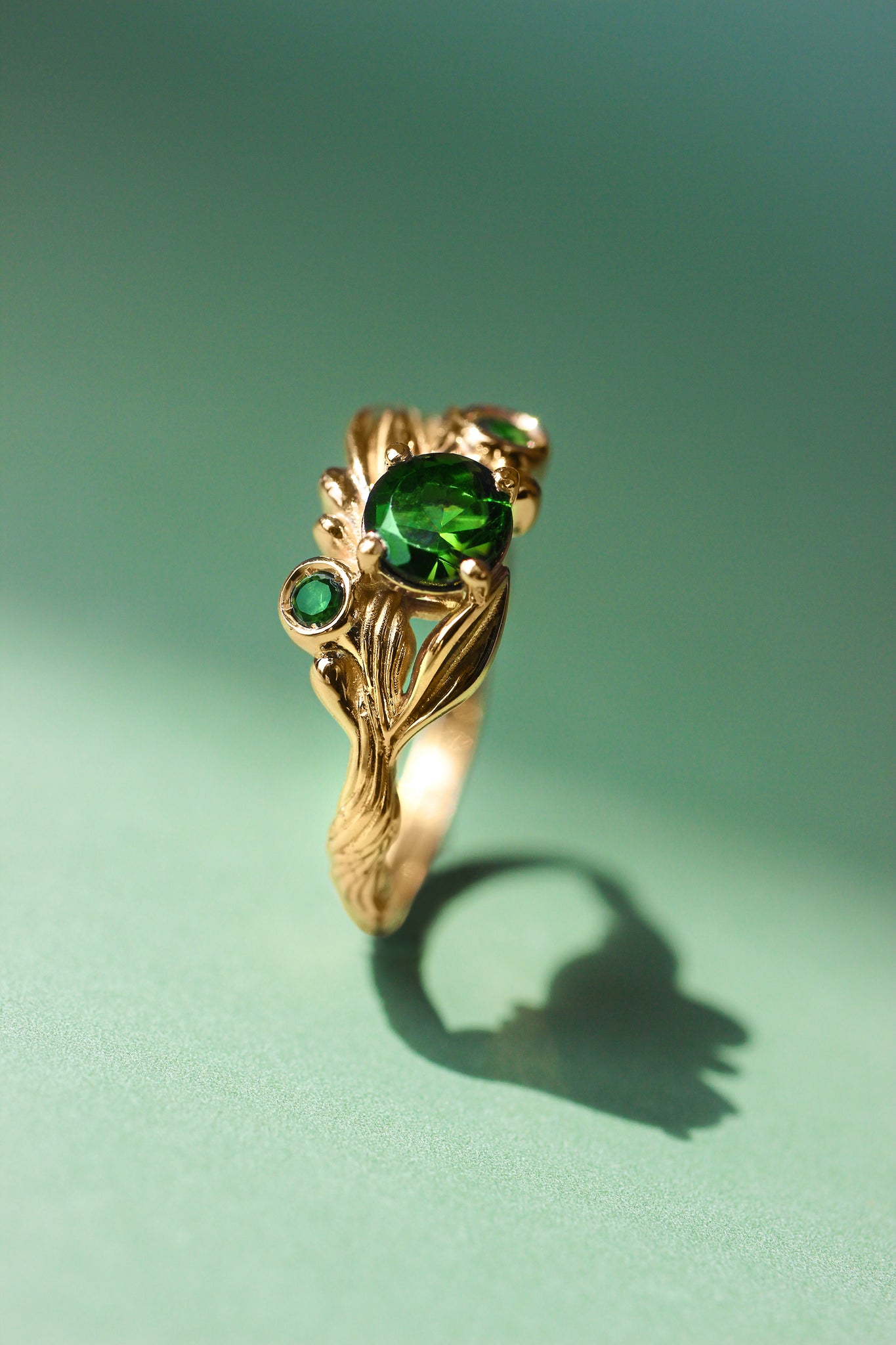 Olivia | custom ring setting, olive branch ring with 3 gemstones - Eden Garden Jewelry™