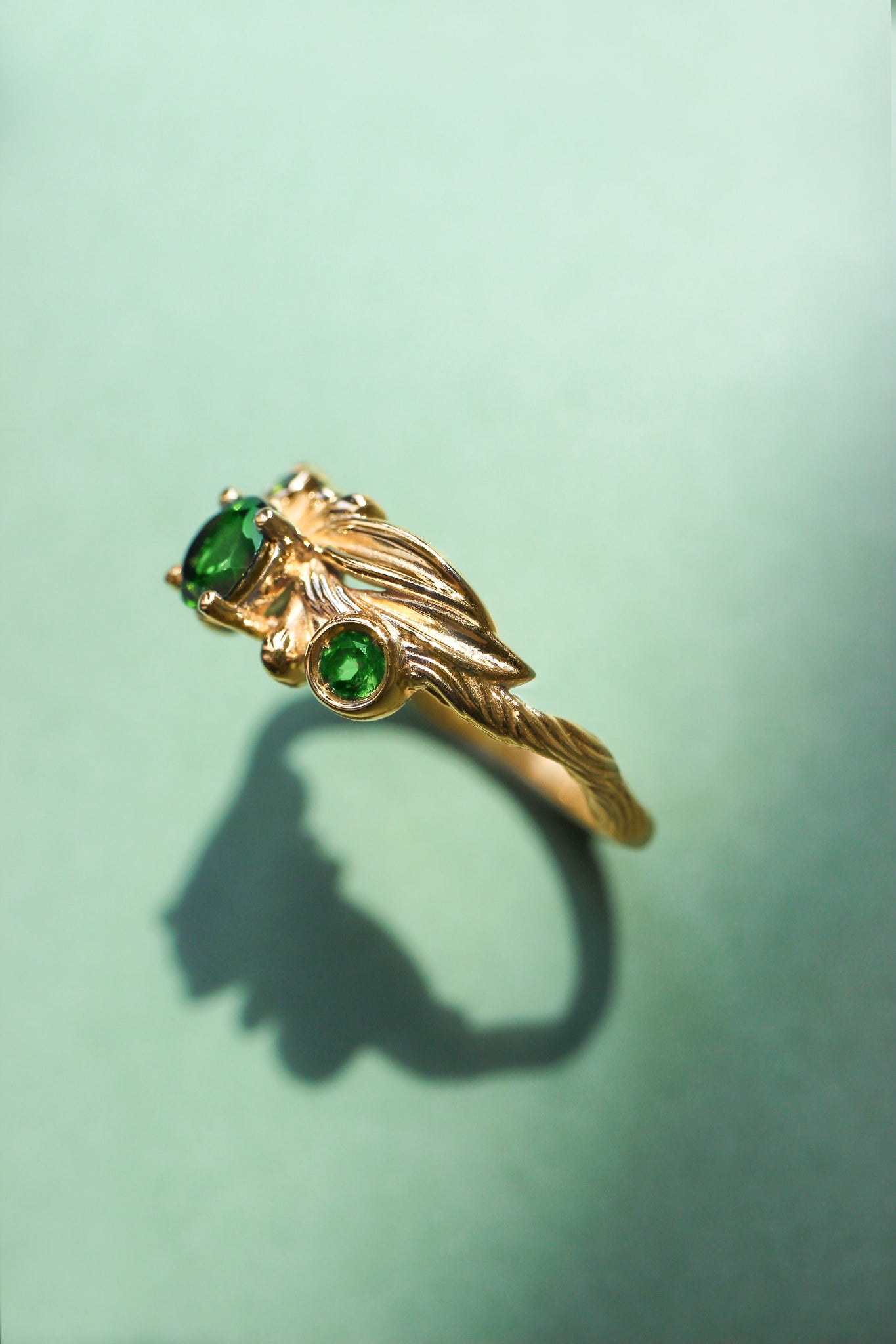 Olive branch ring with green tourmalines / Olivia - Eden Garden Jewelry™