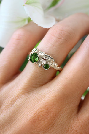 Olivia | custom ring setting, olive branch ring with 3 gemstones - Eden Garden Jewelry™