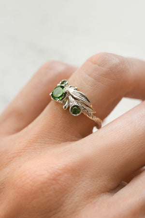 Olive branch ring with green tourmalines / Olivia - Eden Garden Jewelry™