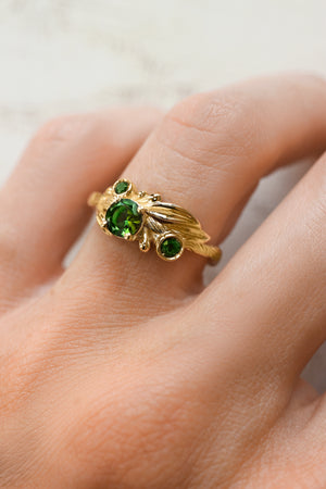 Olive branch ring with green tourmalines / Olivia - Eden Garden Jewelry™