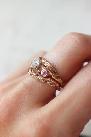 Olivia | custom ring setting, olive branch ring with 3 gemstones - Eden Garden Jewelry™