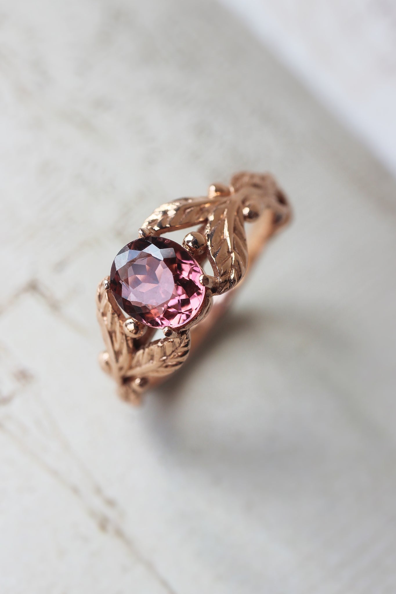 Pink tourmaline engagement ring / Cornus - Eden Garden Jewelry™