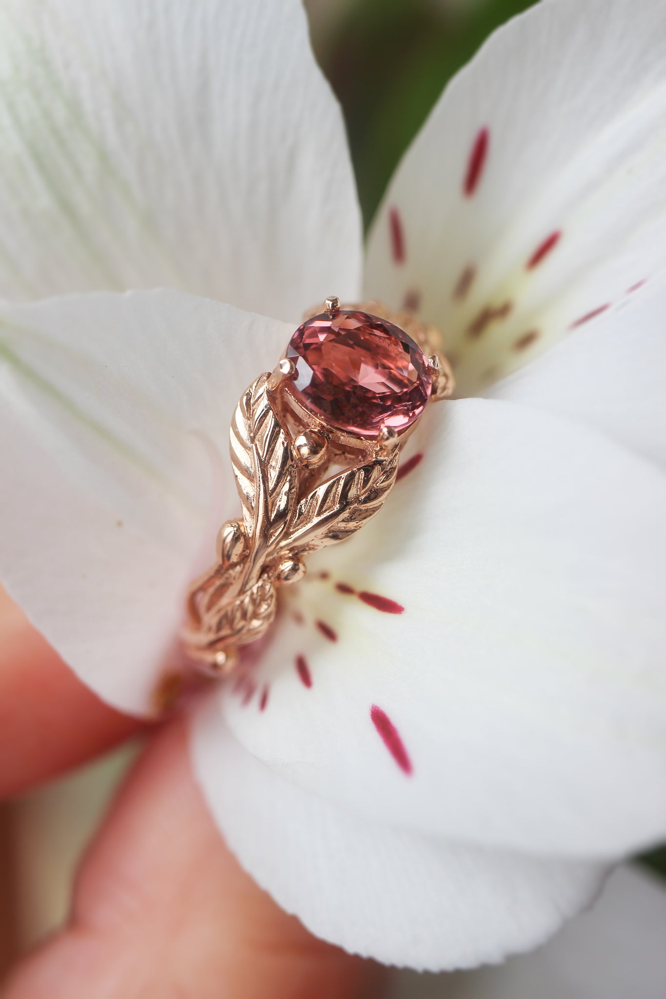 Pink tourmaline engagement ring / Cornus - Eden Garden Jewelry™