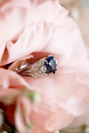 Sapphire and diamonds engagement ring / Wisteria - Eden Garden Jewelry™