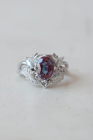 Alexandrite and diamonds engagement ring / Adonis / birthstone for june alexandrite