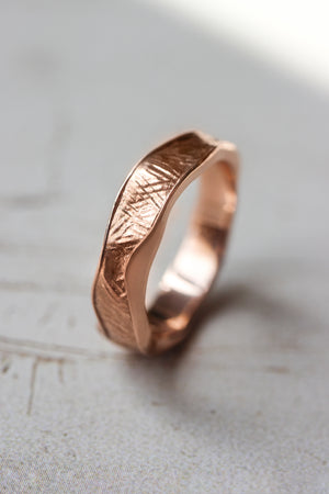 Textured wedding bands set for couple, melted rings with fabric texture - Eden Garden Jewelry™