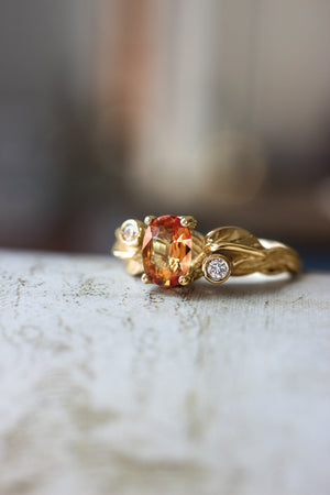 Branch engagement ring with orange sapphire and diamonds / Arius - Eden Garden Jewelry™