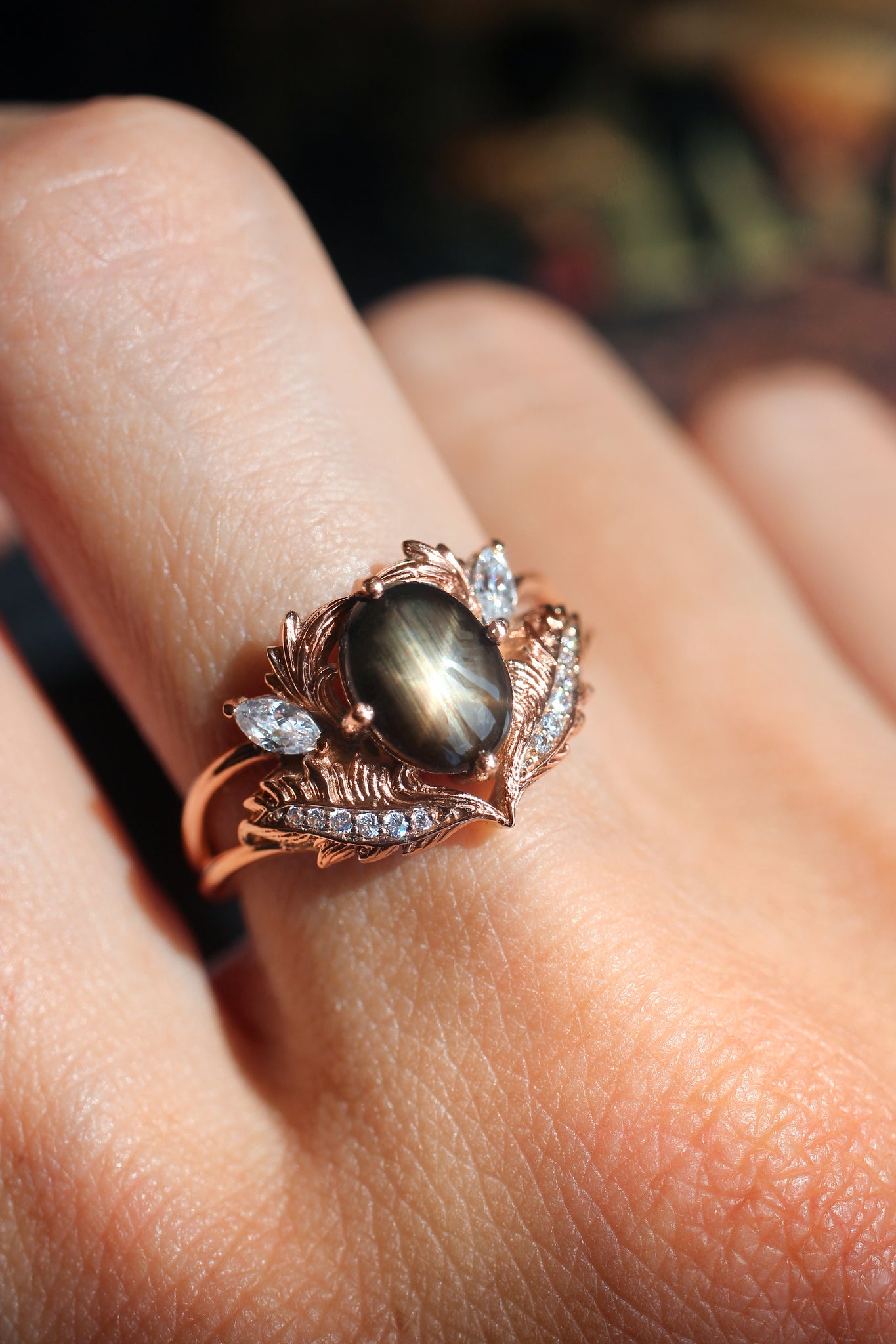 Adonis | oval gemstone setting with marquises - Eden Garden Jewelry™